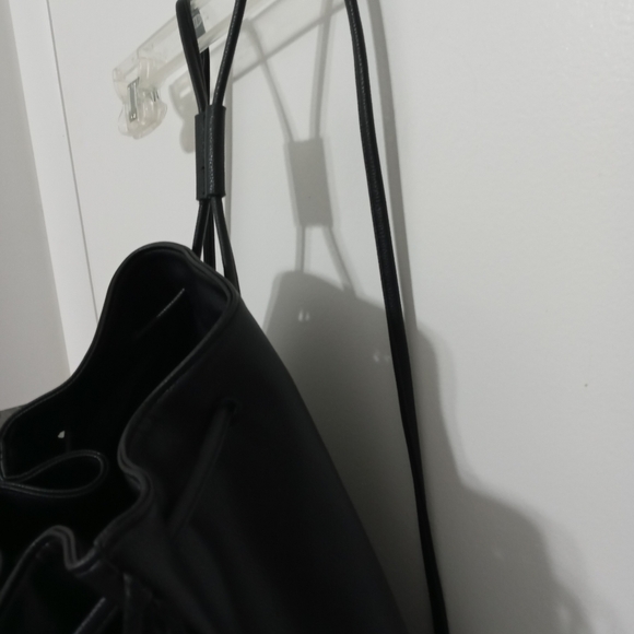 Victoria Secret black Drawstring Backpack With Fringe down both sides main image 4